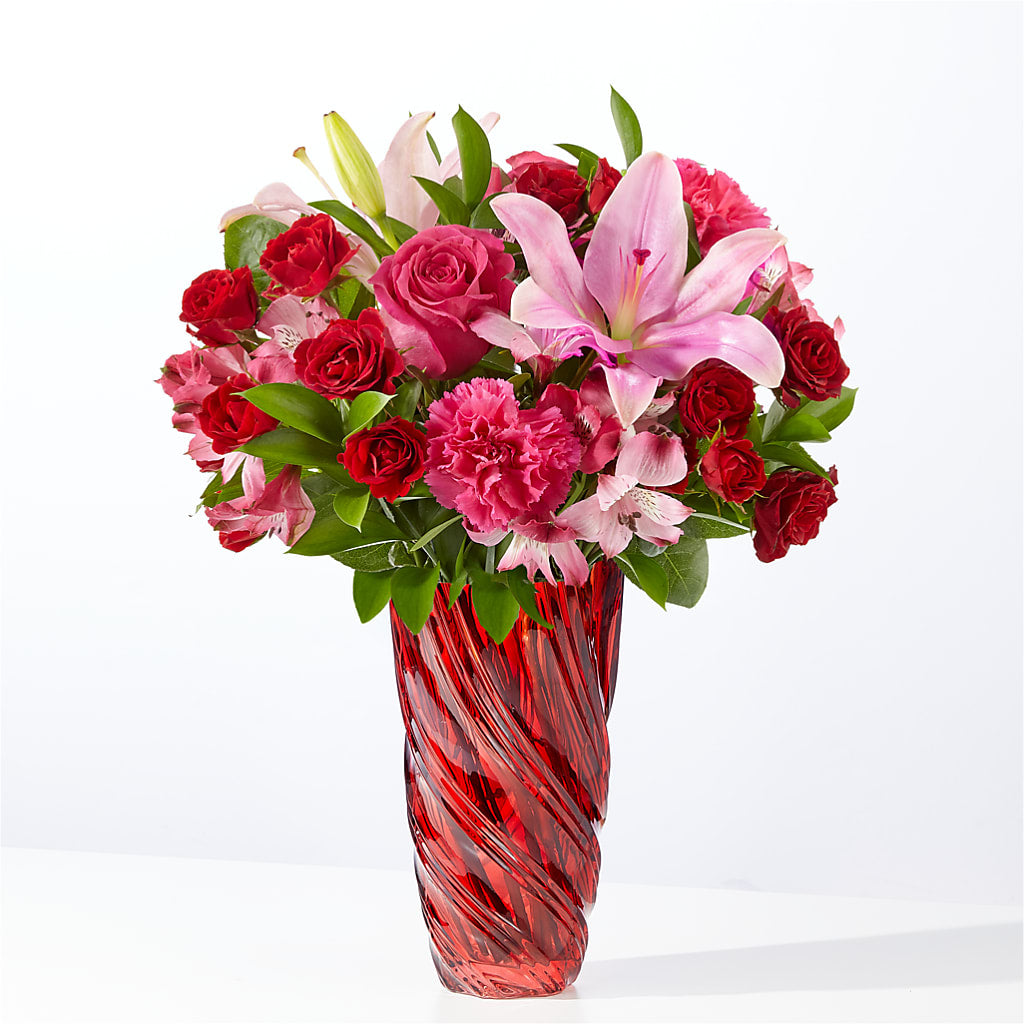 In Love Bouquet with Luxe Swirl Vase – Flowers And Decor Same Day, Vero Beach FL