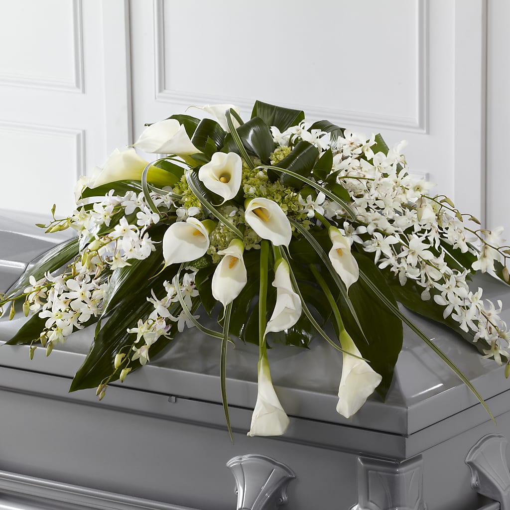 Angel Wings Casket Spray – Flowers And Decor Same Day, Vero Beach FL