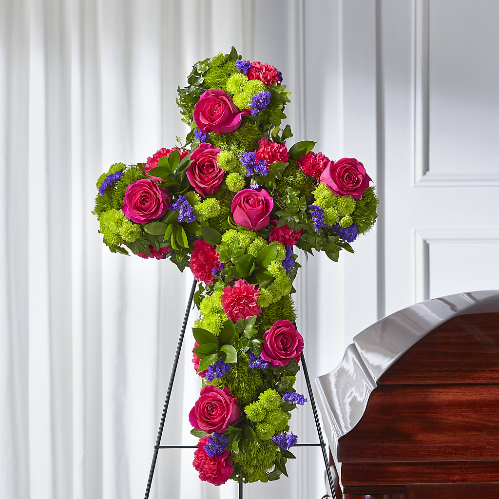 Tribute Rose Floral Cross – Flowers And Decor Same Day, Vero Beach FL