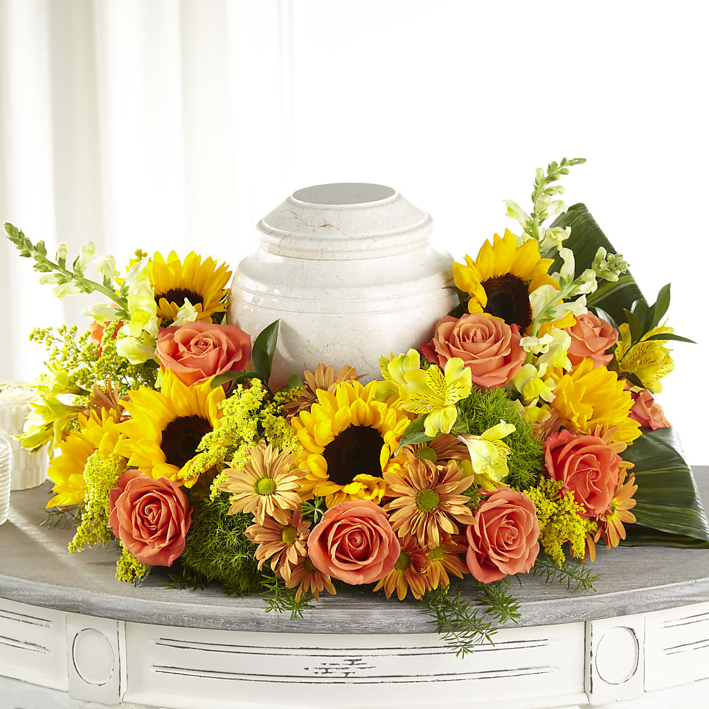 Faithful Sunflower Cremation Adornment – Flowers And Decor Same Day, Vero Beach FL