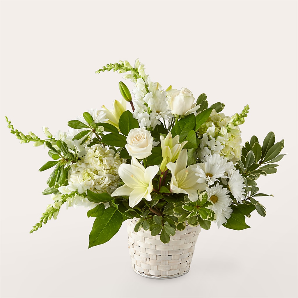 Ivory Elegance Floral Basket – Flowers And Decor Same Day, Vero Beach FL
