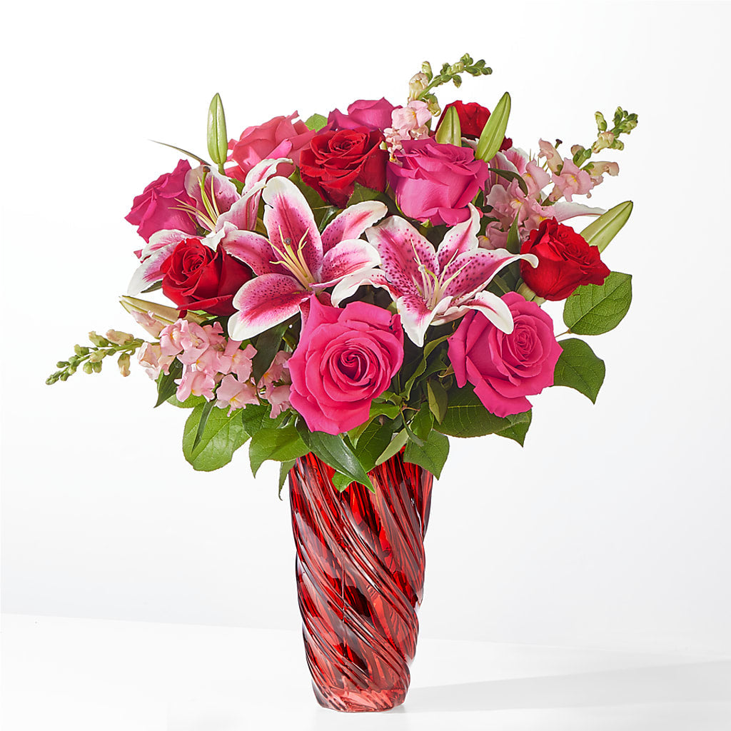 Always You Bouquet with Luxe Swirl Vase – Flowers And Decor Same Day, Vero Beach FL