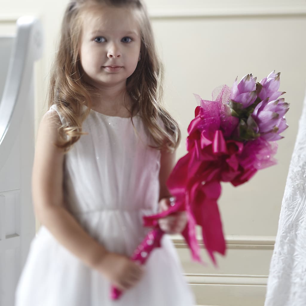 Sparkle Pink Flower Girl Bouquet – Flowers And Decor Same Day, Vero Beach FL