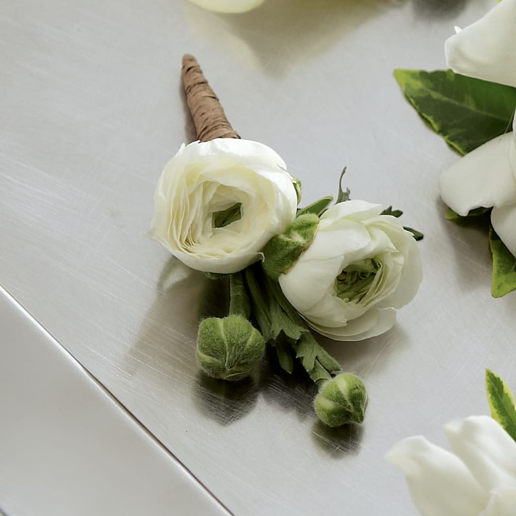 White Ranunculus Boutonniere – Flowers And Decor Same Day, Vero Beach FL