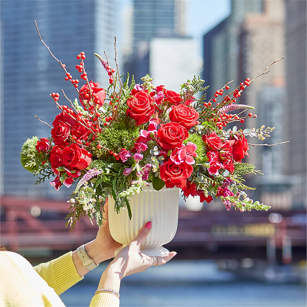 Big Red Bow Bouquet –  Flowers And Decor Same Day, Vero Beach FL