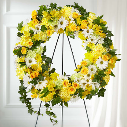 Golden Remembrance Wreath –  Flowers And Decor Same Day, Vero Beach FL