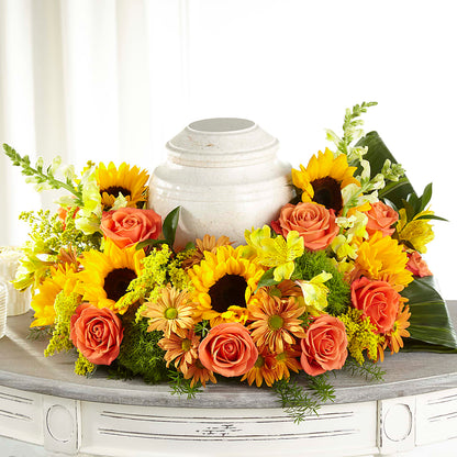 Faithful Sunflower Cremation Adornment –  Flowers And Decor Same Day, Vero Beach FL