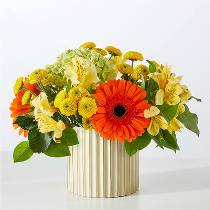 Autumn Sunshine Bouquet with Ivory Vase –  Flowers And Decor Same Day, Vero Beach FL