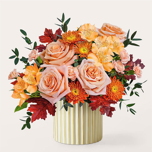 Spiced Latte Bouquet with Ivory Vase –  Flowers And Decor Same Day, Vero Beach FL