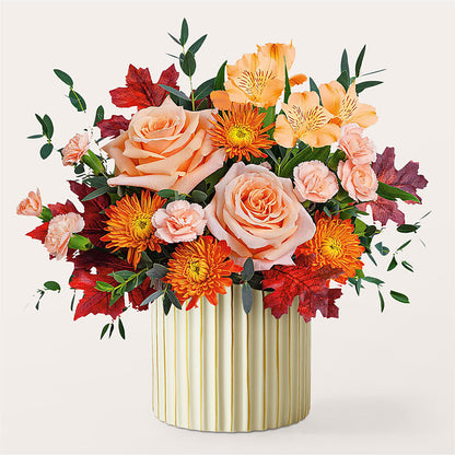 Spiced Latte Bouquet with Ivory Vase –  Flowers And Decor Same Day, Vero Beach FL