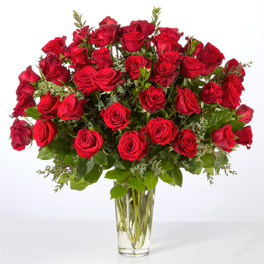 Forever Yours Fifty Stem Red Rose Bouquet –  Flowers And Decor Same Day, Vero Beach FL