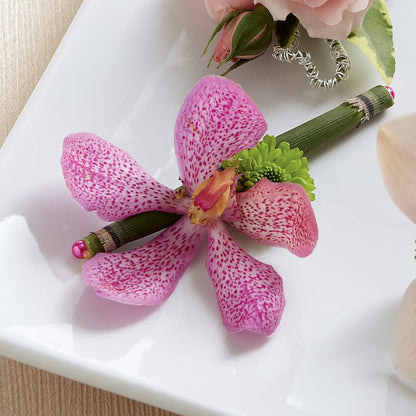 Pink Mokara Boutonniere –  Flowers And Decor Same Day, Vero Beach FL