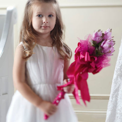 Sparkle Pink Flower Girl Bouquet –  Flowers And Decor Same Day, Vero Beach FL