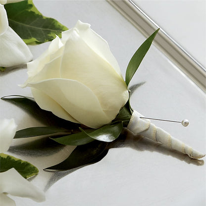 White Rose Boutonniere –  Flowers And Decor Same Day, Vero Beach FL